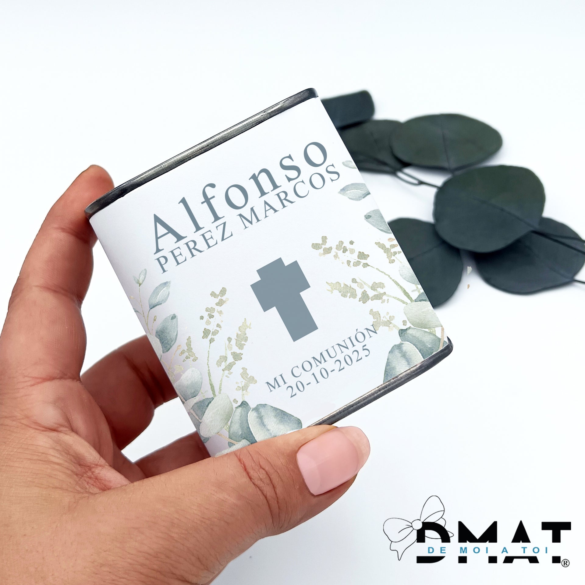 Aceite de oliva personalizado para invitados de boda personalizado con diseño natural - De moi a toi