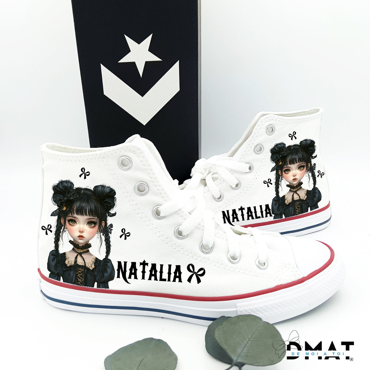 Zapatillas personalizadas converse con muñeca de miércoles- Ideal como regalo de cumpleaños, comunión o boda- De moi a toi