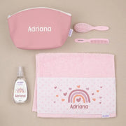 Set de regalo para bebé personalizado con nombre, práctico y original.