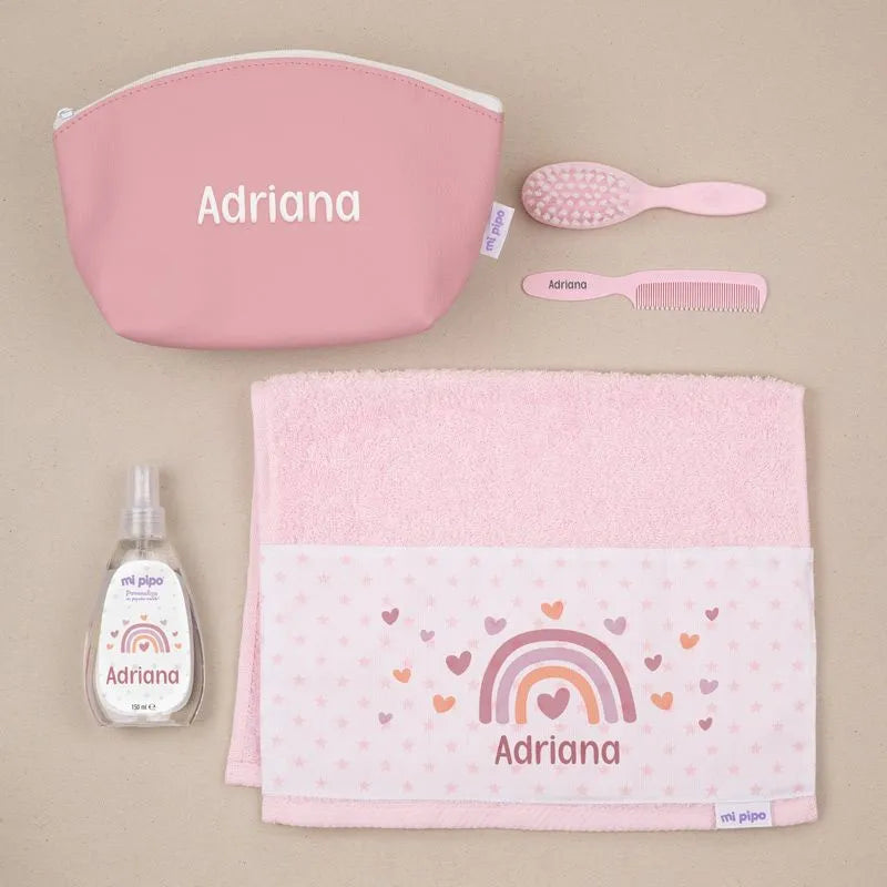 Set de regalo para bebé personalizado con nombre, práctico y original.