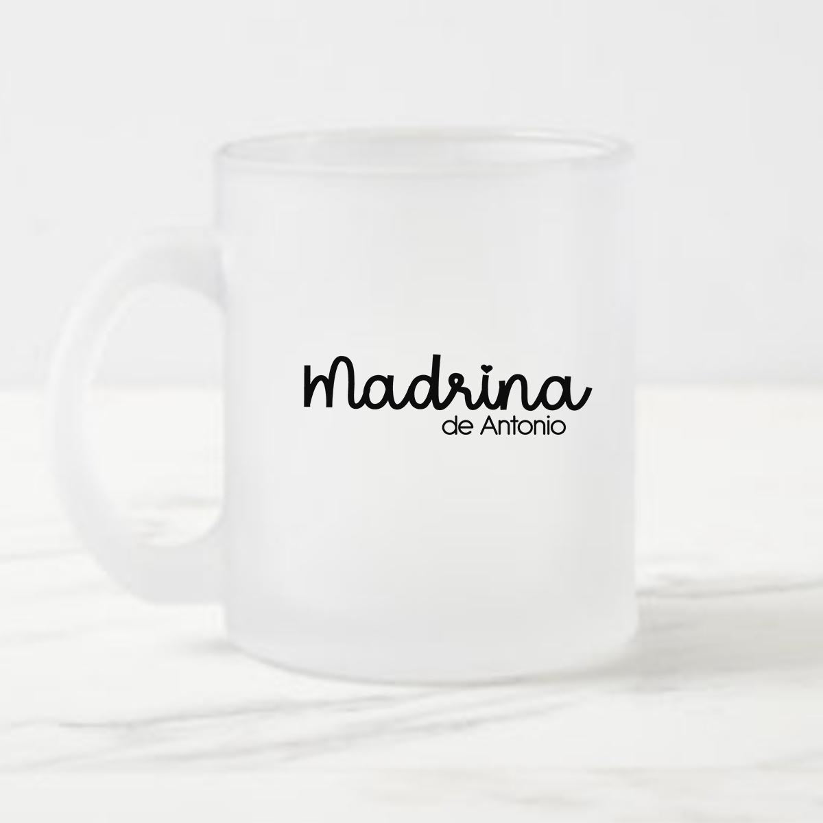 Taza de cristal personalizada para regalar a padrino de boda, bautizo o comunión. De moi a toi
