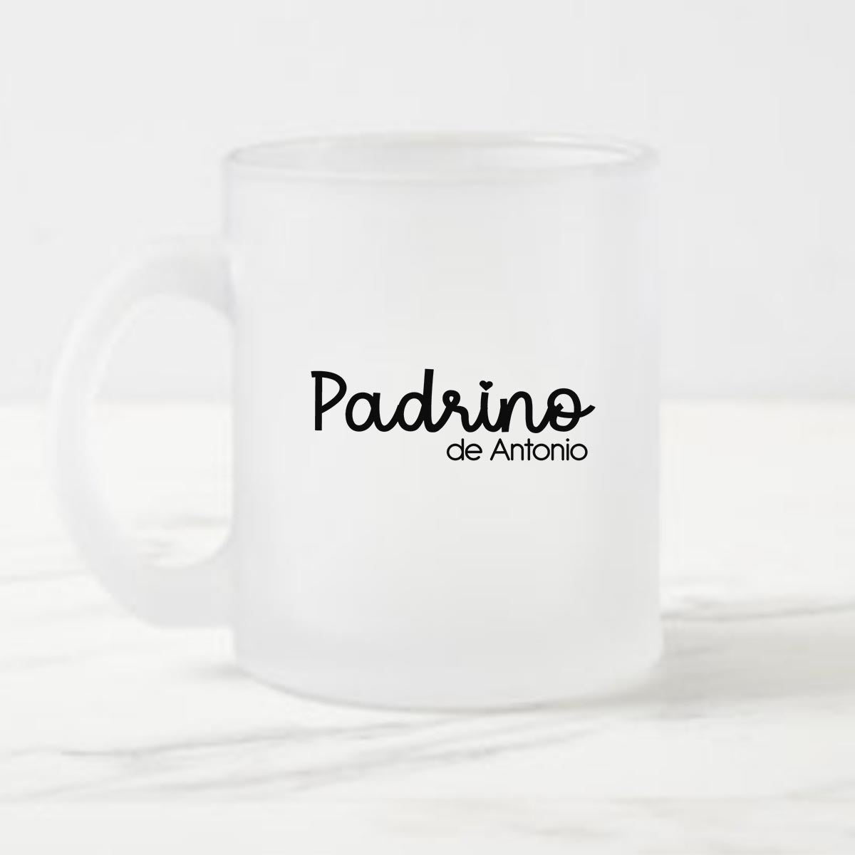 Taza de cristal personalizada para regalar a padrino de boda, bautizo o comunión. De moi a toi