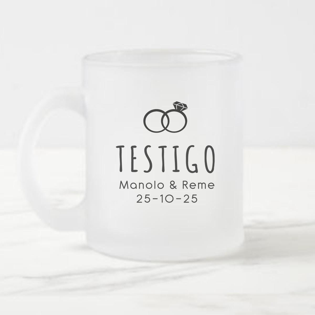 Taza personalizada de cristal como regalo original para testigo de boda - De moi a toi