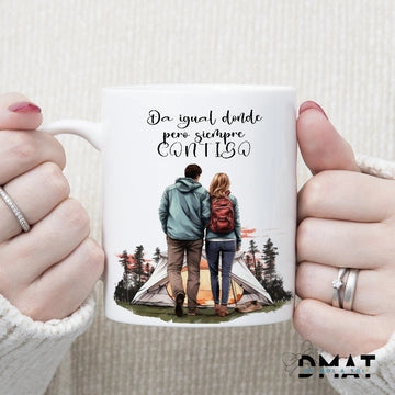 Taza personalizada enamorados aventureros