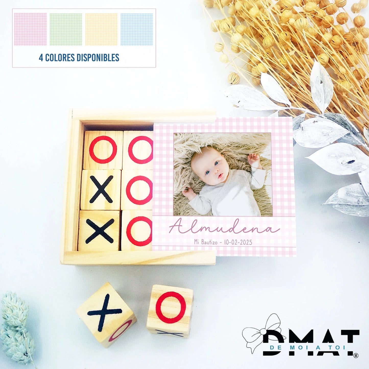 Recordatorio de bautizo personalizado con foto de bebé - De moi a toi