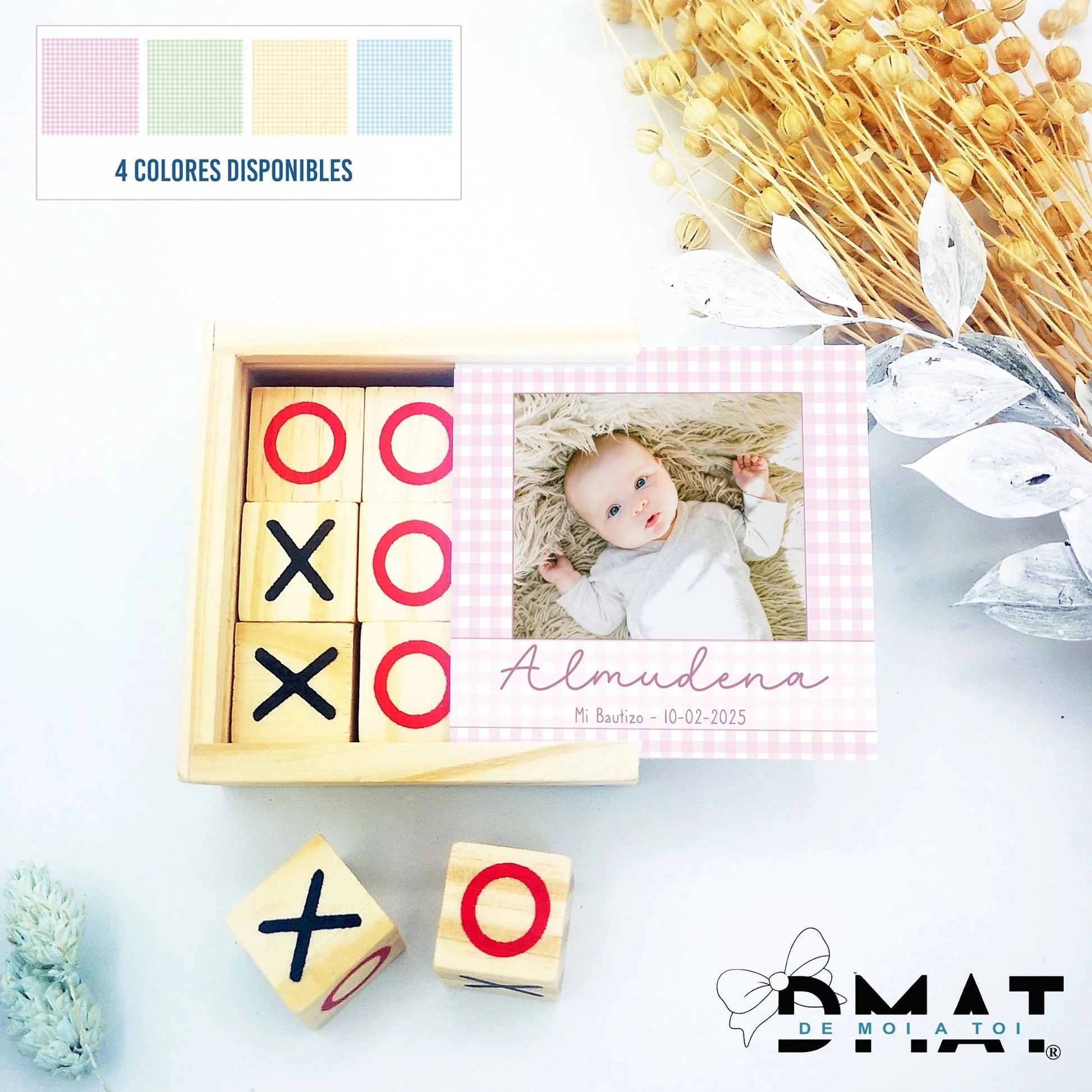 Recordatorio de bautizo personalizado con foto de bebé - De moi a toi