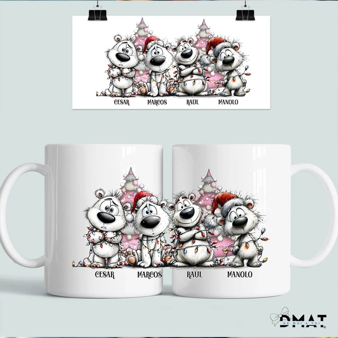 taza personalizada osos polares navideños – regalo en grupo – De moi à toi