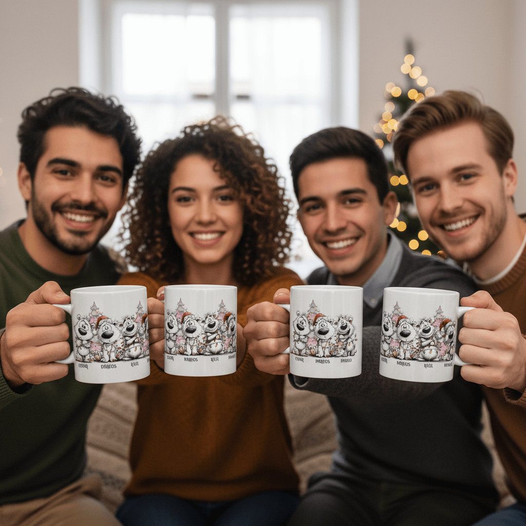 regalo de navidad original taza personalizada divertida para grupo de amigos o familia