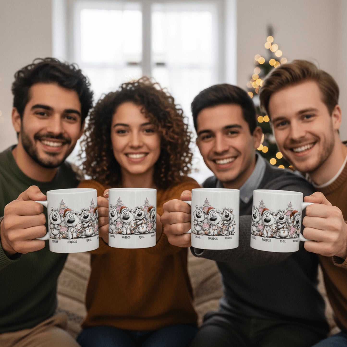 regalo de navidad original taza personalizada divertida para grupo de amigos o familia
