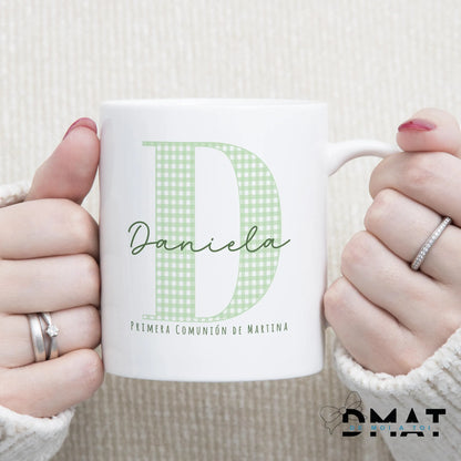 Taza personalizada para invitados - Inicial Vichy