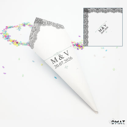 Conos de Confeti de Boda Personalizados