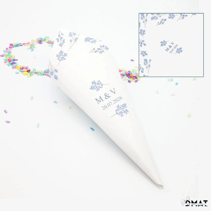 conos personalizados para boda marina o romántica