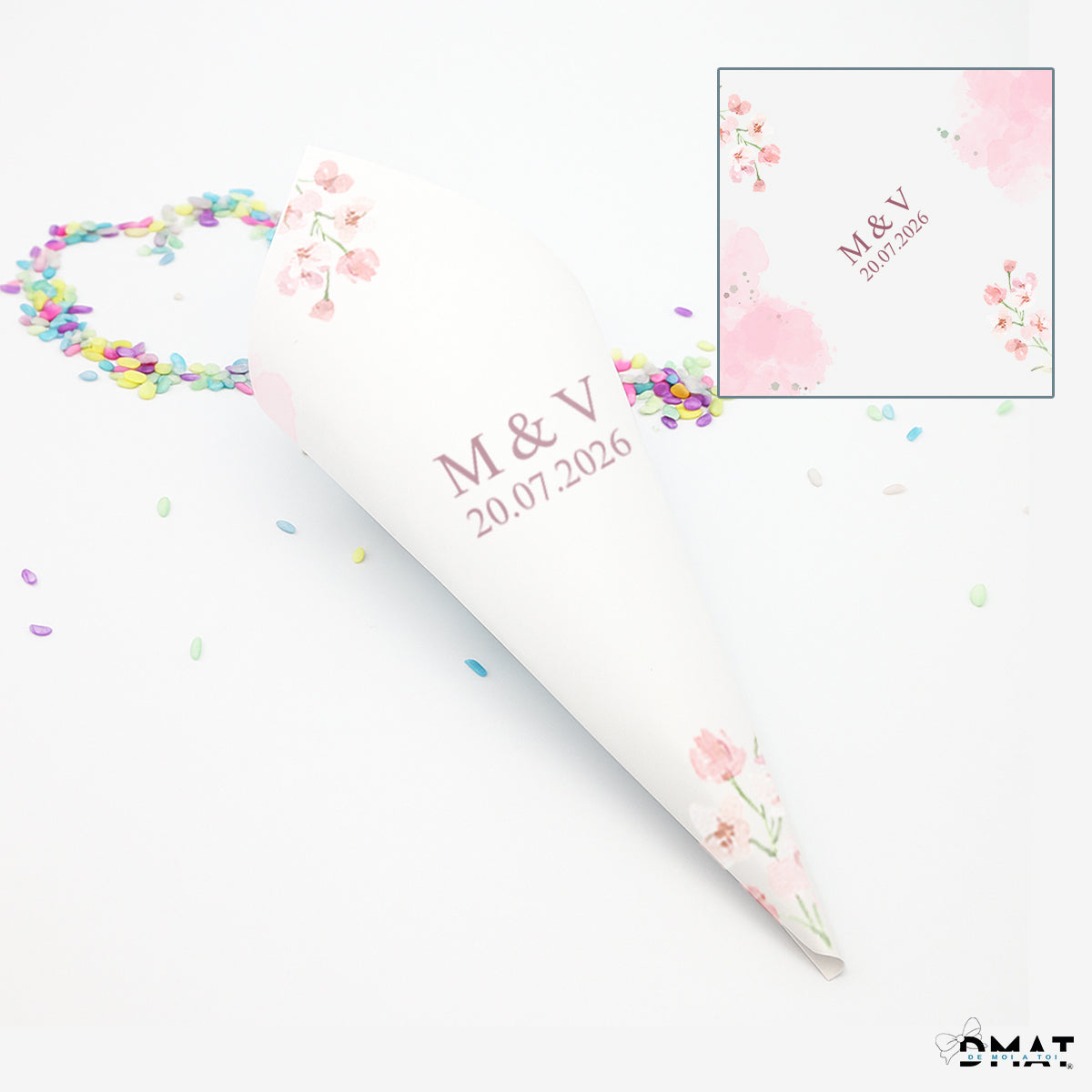 conos impresos para confeti con diseños elegantes