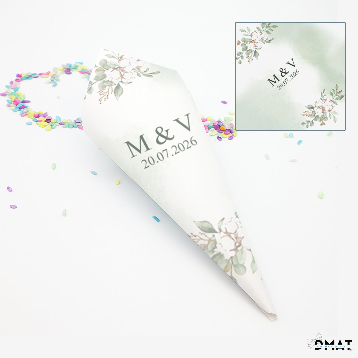 conos impresos para confeti con diseños elegantes