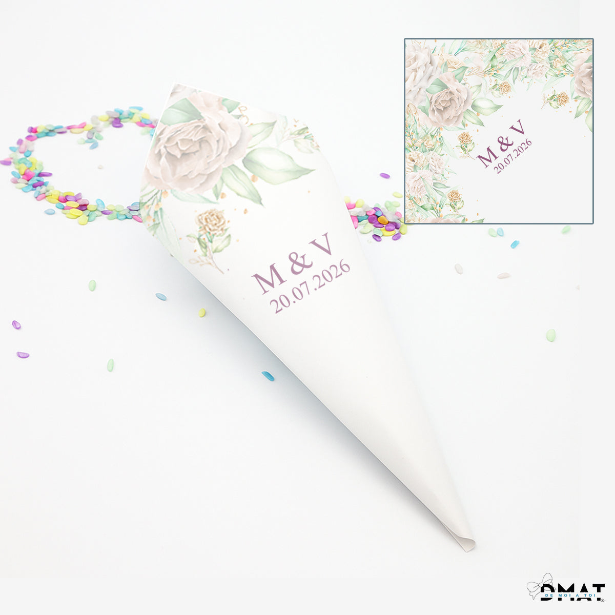 conos de confeti personalizados para boda