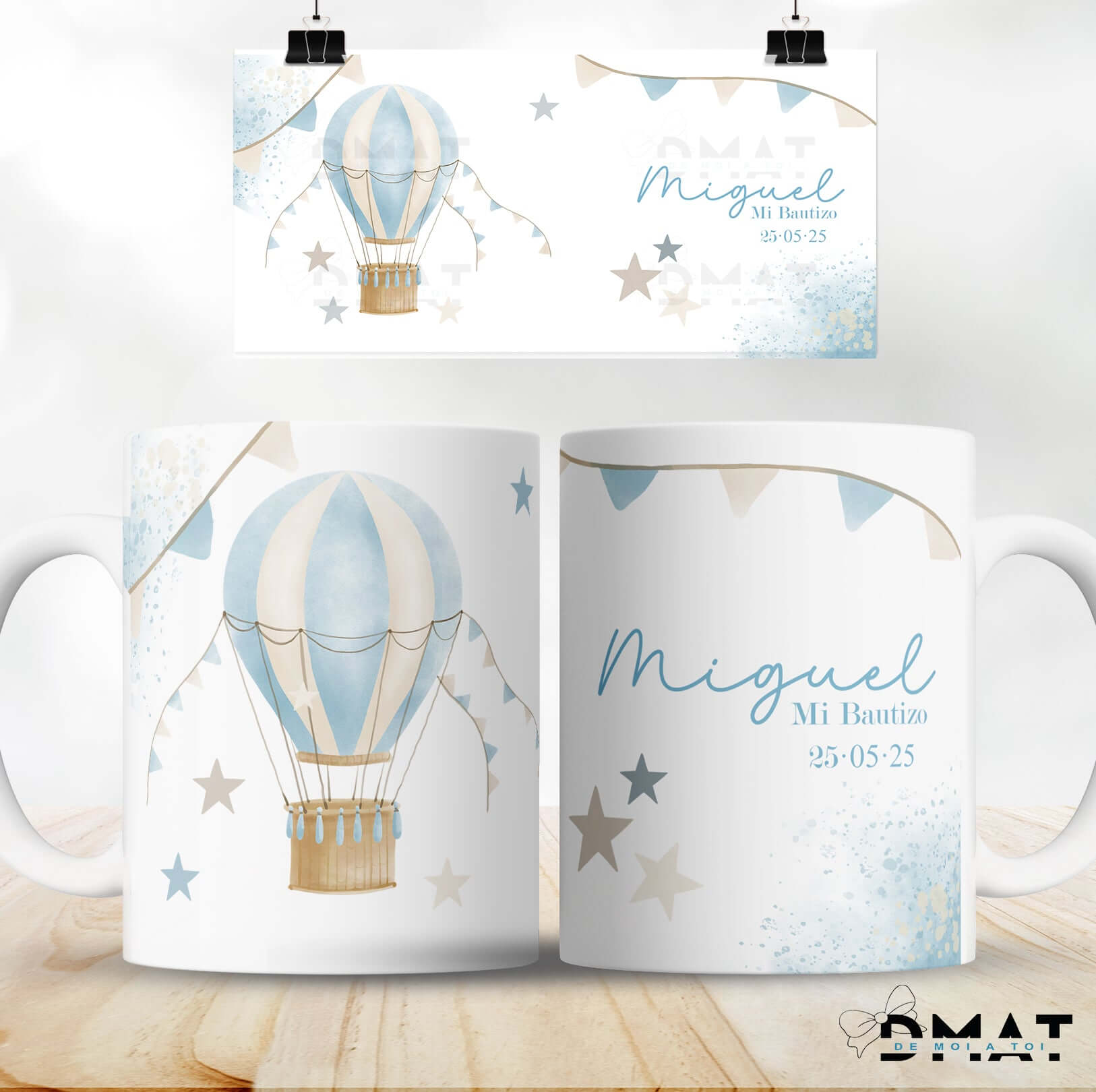 Taza personalizada para invitados de bautizo