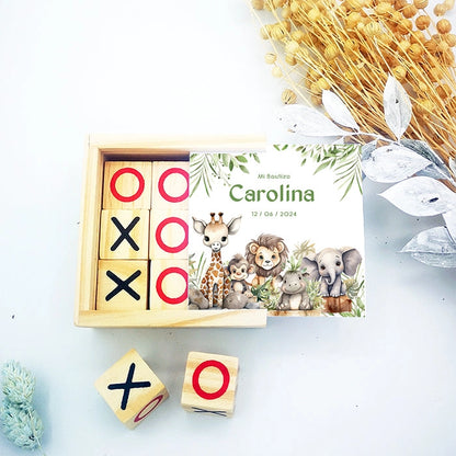 3 en raya de madera personalizado para fiestas infantiles y bautizos - de moi à toi