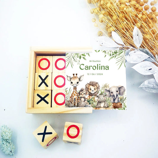 3 en raya de madera personalizado para fiestas infantiles y bautizos - de moi à toi