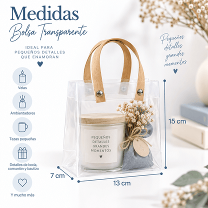 Bolsa reutilizable translúcida con asas | Pack de 10