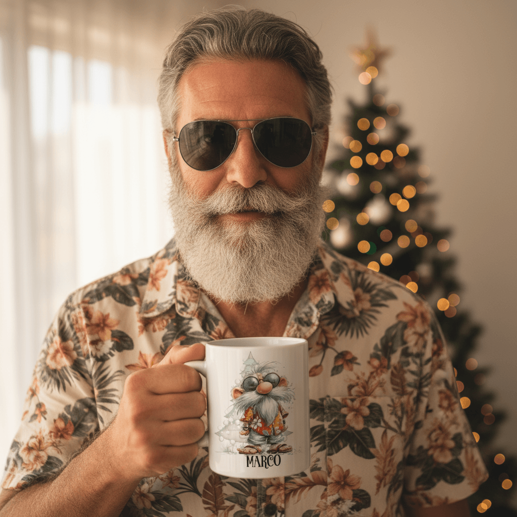 Taza de navidad divertida personalizada con diseño original y nombre