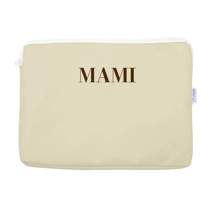 Portafolios de polipiel negro con cremallera y personalización bordada, ideal para el Día de la Madre