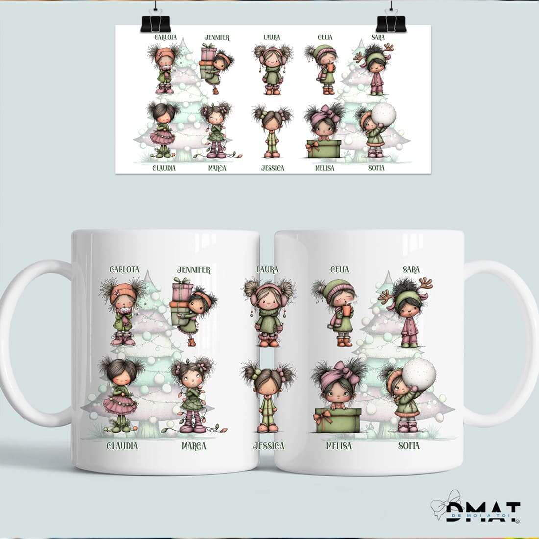 taza personalizada navidad niñas – regalo en grupo – De moi à toi