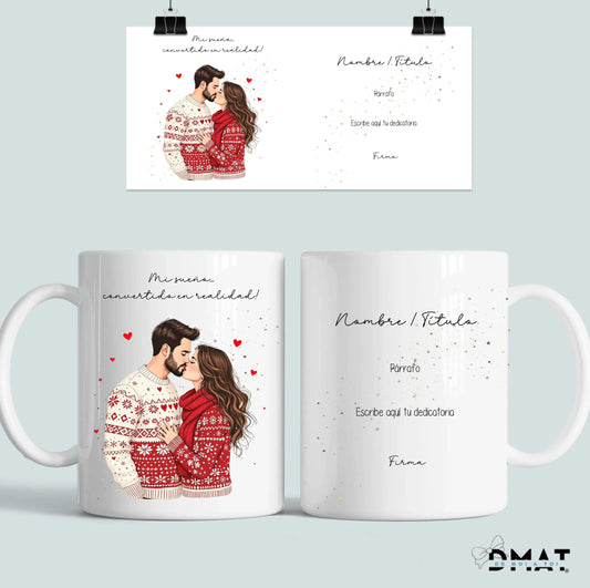 taza romántica personalizada de pareja con revisión incluida NAVIDAD