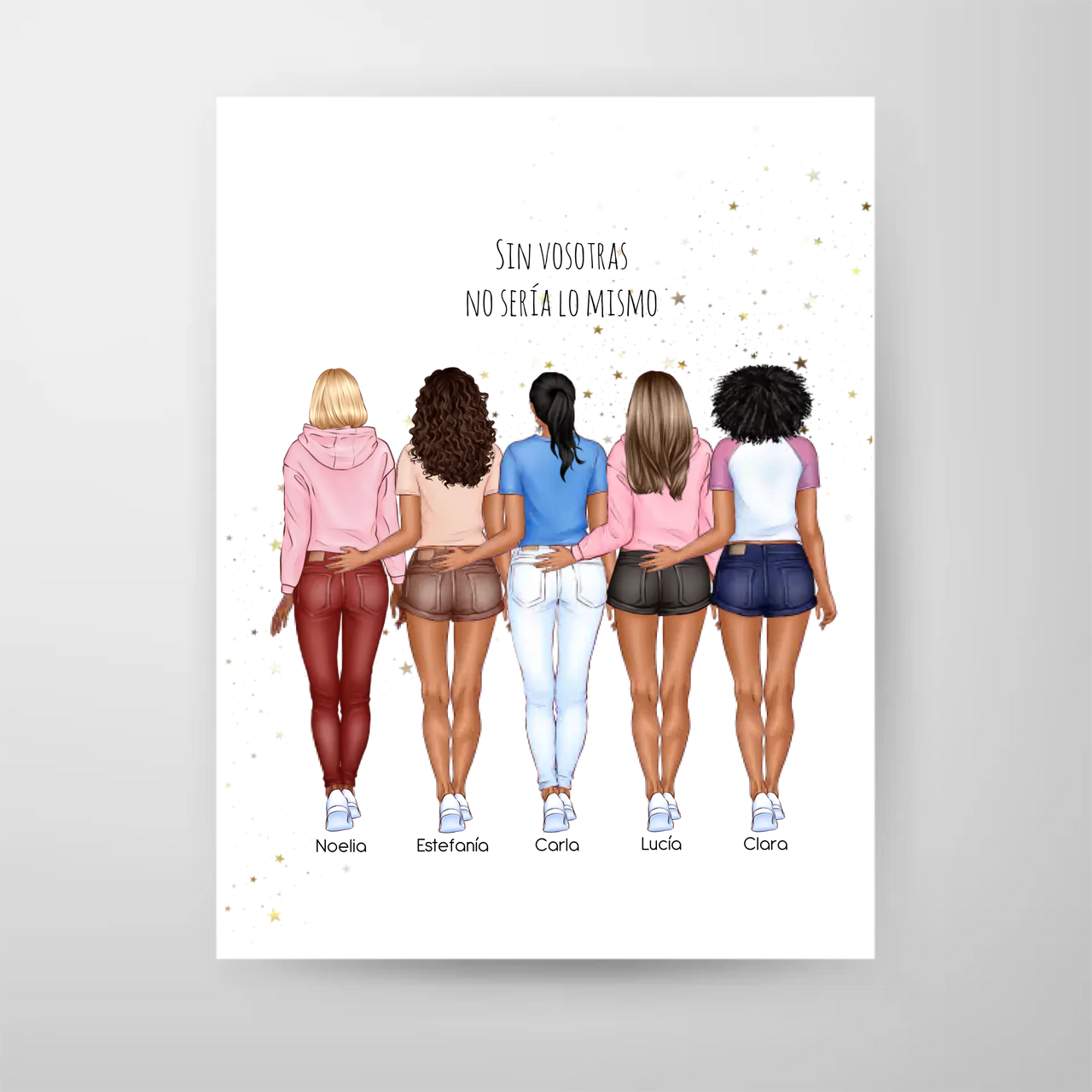 Lámina personalizada grupo de amigas – Ilustración premium 2 a 5 personas