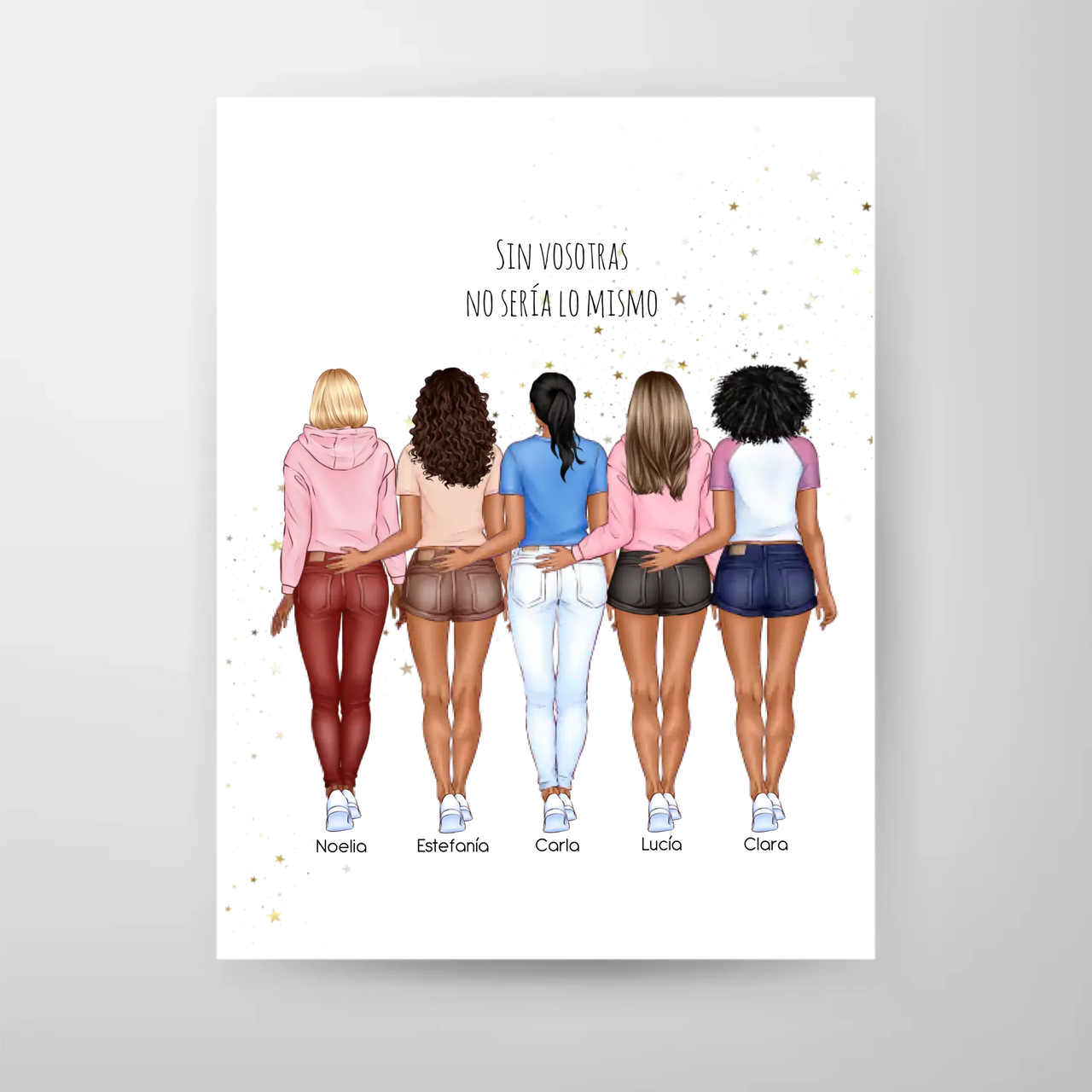 Lámina personalizada grupo de amigas – Ilustración premium 2 a 5 personas