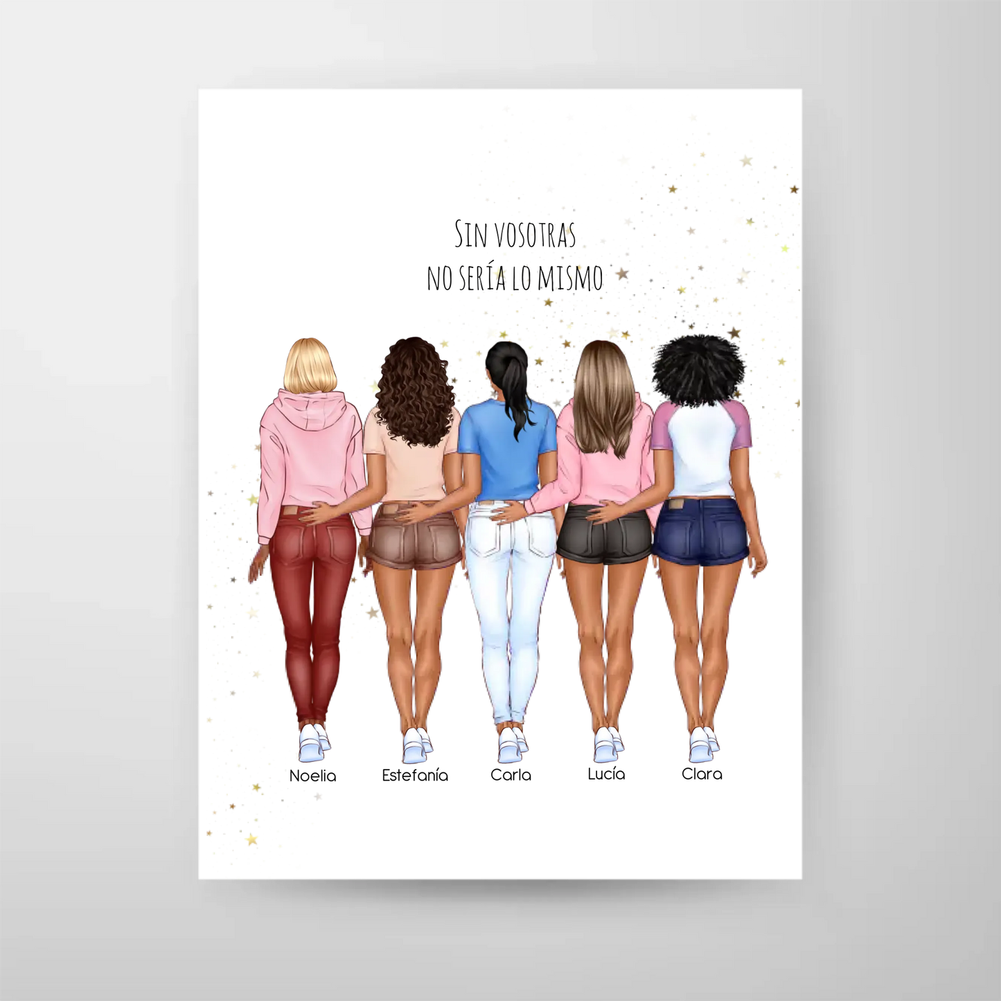 Lámina personalizada grupo de amigas – Ilustración premium 2 a 5 personas