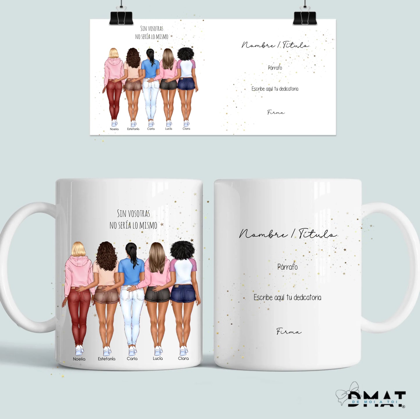 Taza personalizada con ilustración grupo de amigas