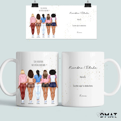 Taza personalizada con ilustración grupo de amigas