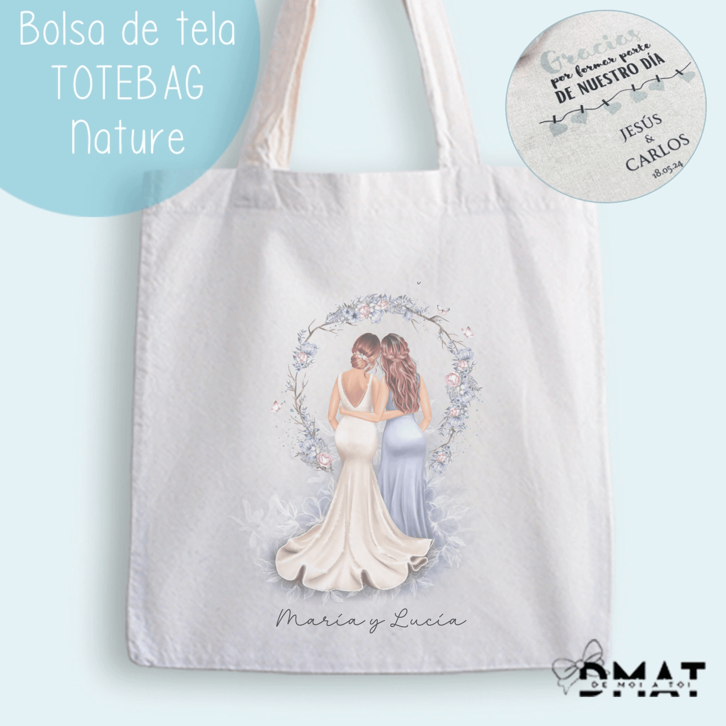 Bolsa totebag personalizada con ilustraciones – Damas y Amigas de la Novia