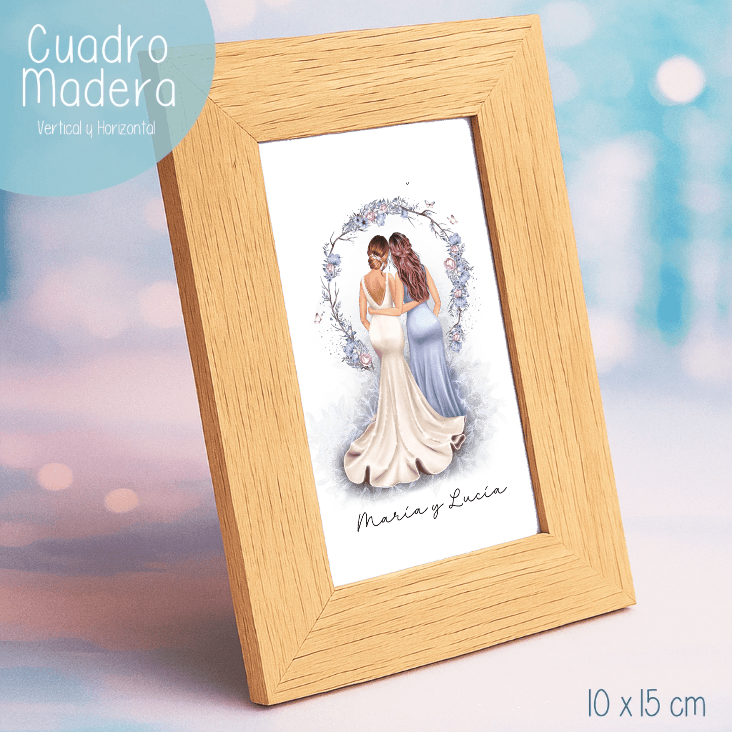 Marco de fotos con ilustraciones de Boda - Novia y Damas