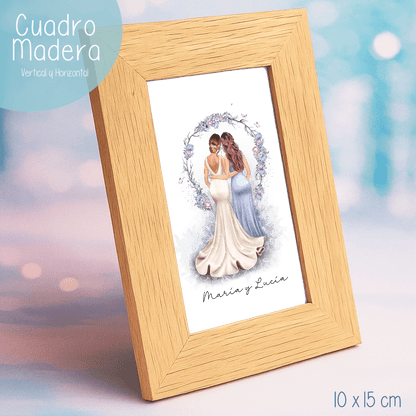 Marco de fotos con ilustraciones de Boda - Novia y Damas
