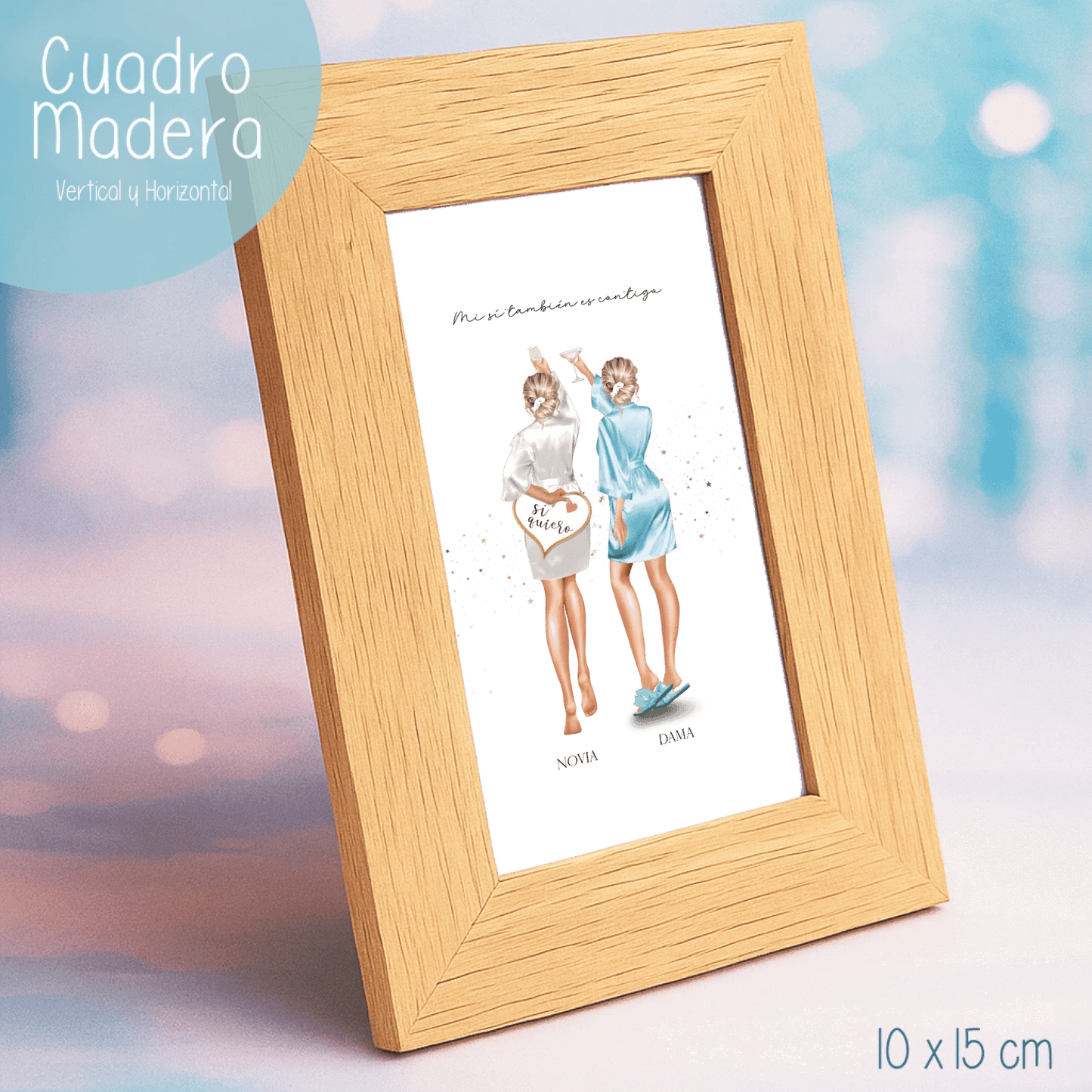 Marco de fotos con ilustraciones de Boda - Novia y Damas