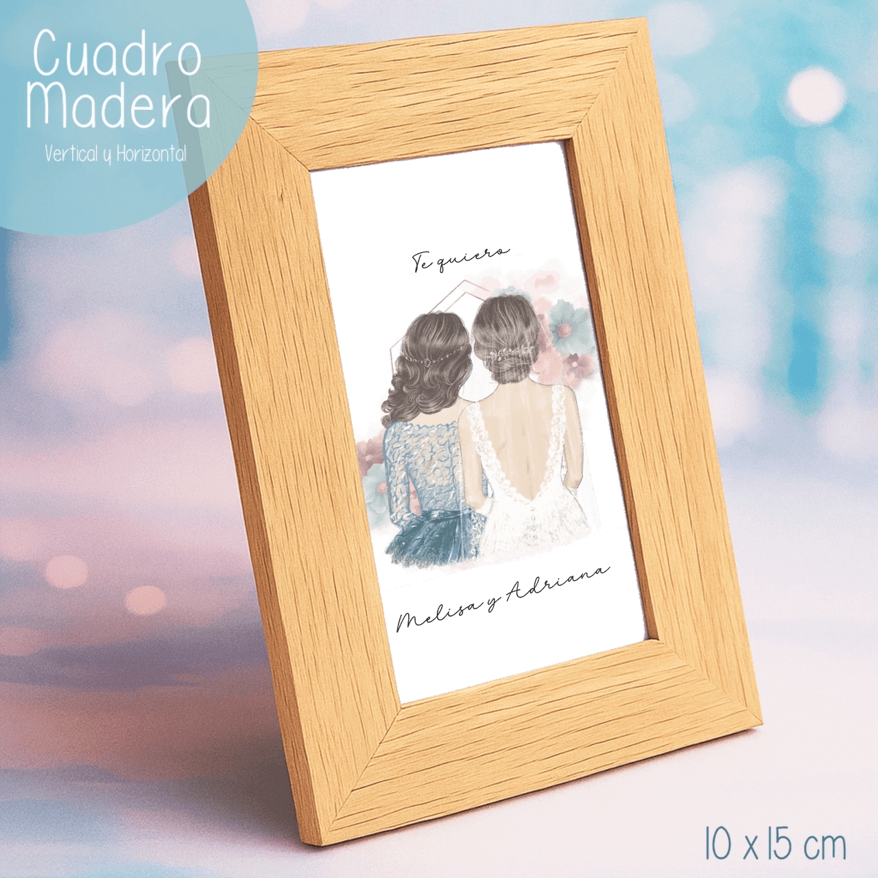 Marco de fotos con ilustraciones de Boda - Novia y Damas