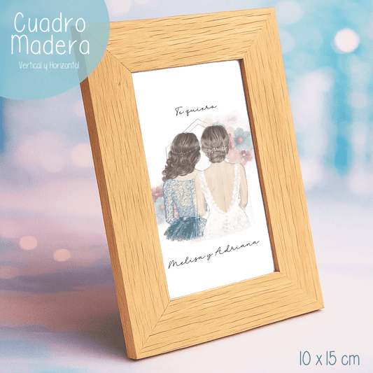 Marco de fotos con ilustraciones de Boda - Novia y Damas