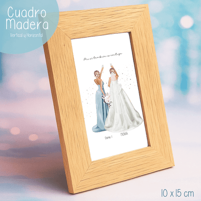 Marco de fotos con ilustraciones de Boda - Novia y Damas