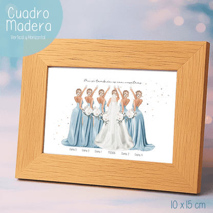 Marco de fotos con ilustraciones de Boda - Novia y Damas