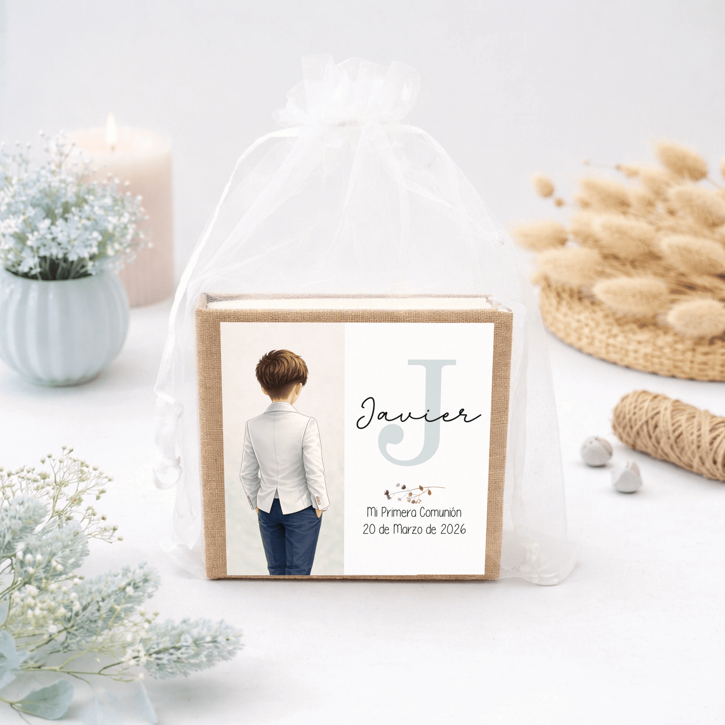 Bloc de notas comunión unisex con inicial – Detalle personalizado de comunión