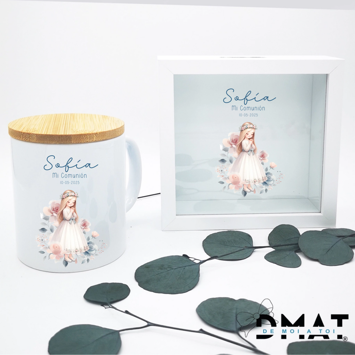 Regalo de comunión personalizado – Set de taza y hucha