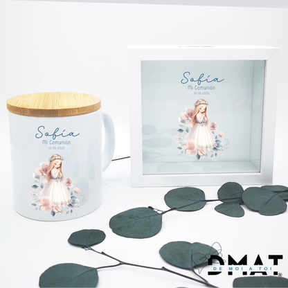 Regalo de comunión personalizado – Set de taza y hucha