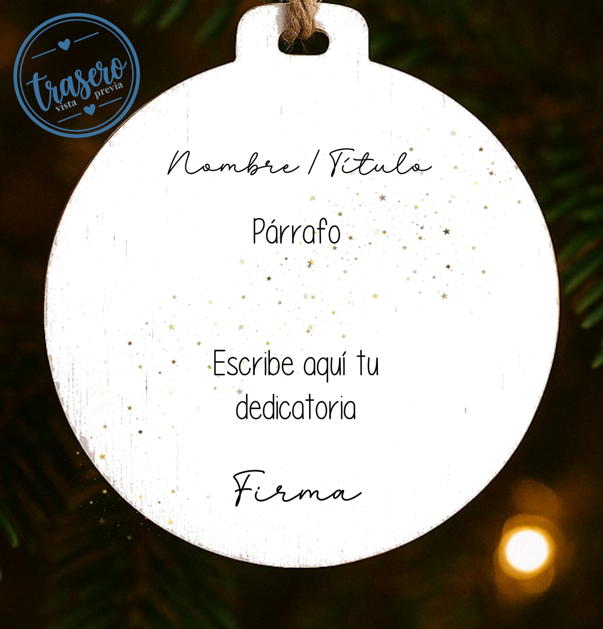 Bola de Navidad de madera personalizada con caricatura navideña desde foto con gorros de Papá Noel
