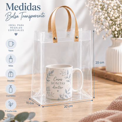 Bolsa reutilizable translúcida con asas | Pack de 10