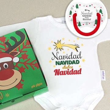 Cajita de reglao para bebés con body y chupete dulce navidad - de moi a toi