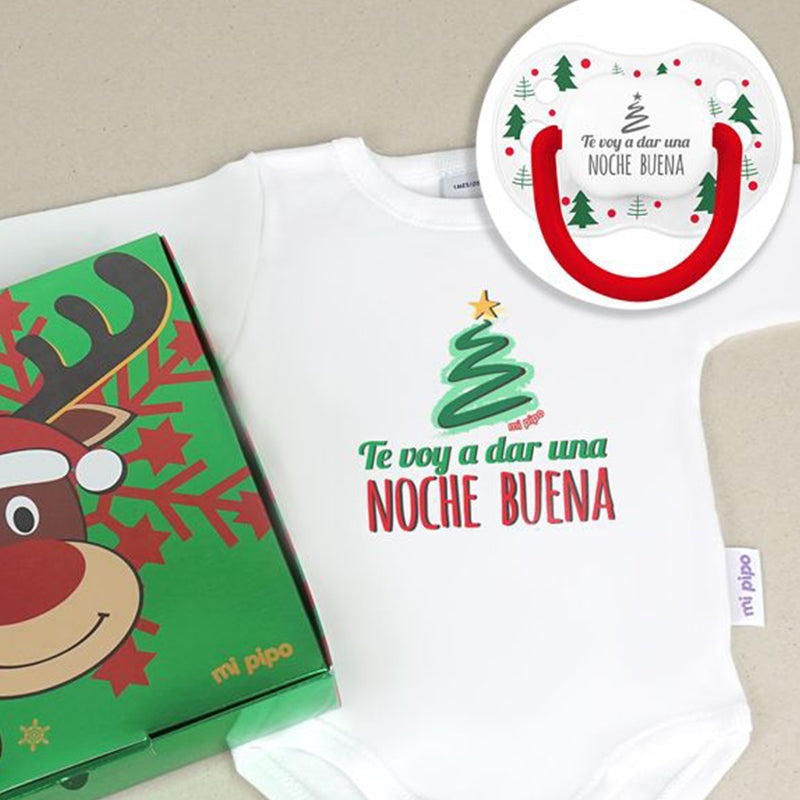 Regalo original y divertido para bebés y embarazadas en navidad - Body y chupete personalizado
