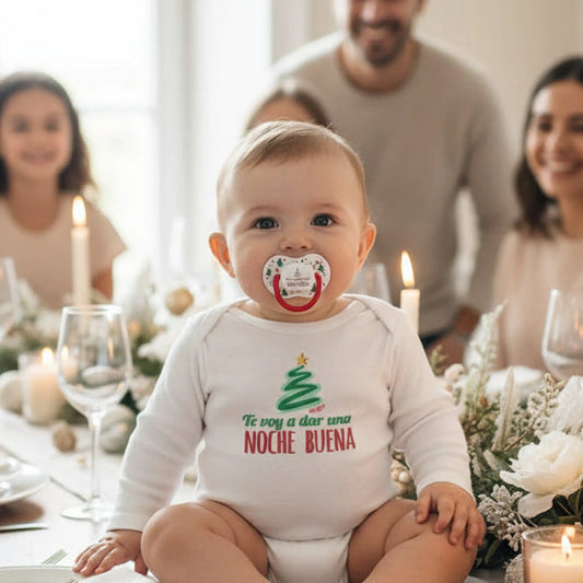 Regalo original y divertido para bebés y embarazadas en navidad - Body y chupete personalizado
