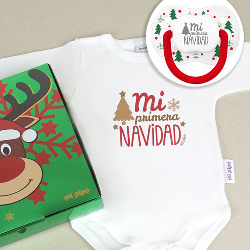 Set de regalo mi primera navidad - Body y Chupete personalizad- De moi a toi
