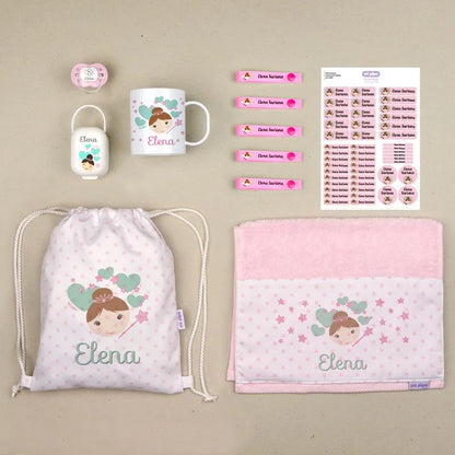 Pack de material escolar infantil personalizado con nombre para colegio.